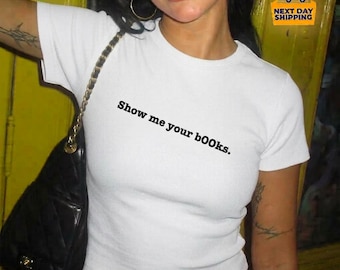 Y2K Aesthetic, Show me your b00ks tee, Vintage Book Tee, Micro Baby Rip Tee