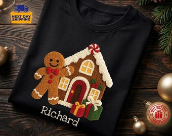 Custom Gingerbread House Christmas T-Shirt: Personalized Festive Apparel