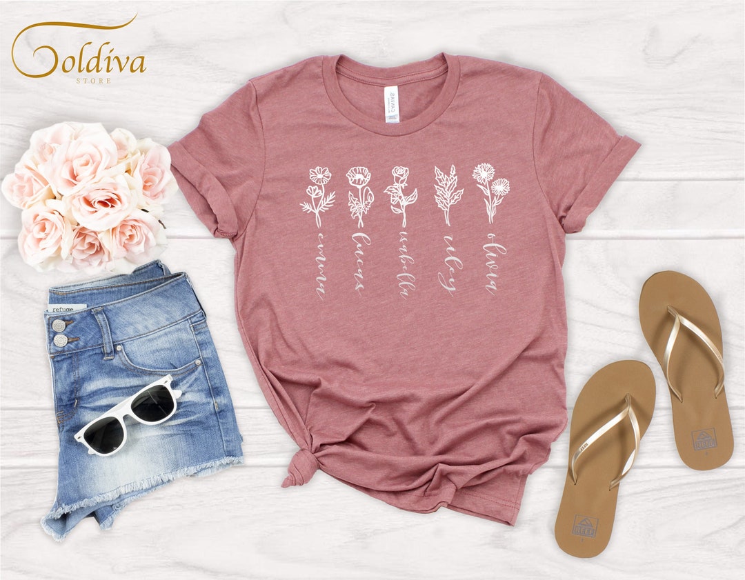 Custom Birth Month Flower Shirt Personalized Mother's Day - Etsy