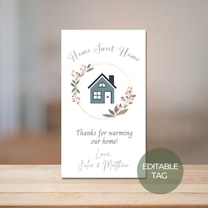 Editable Housewarming Party Thank You Tag | Favor Tag | Personalized DIY Gift Tag | Print at Home | Digital Template | Instant Download