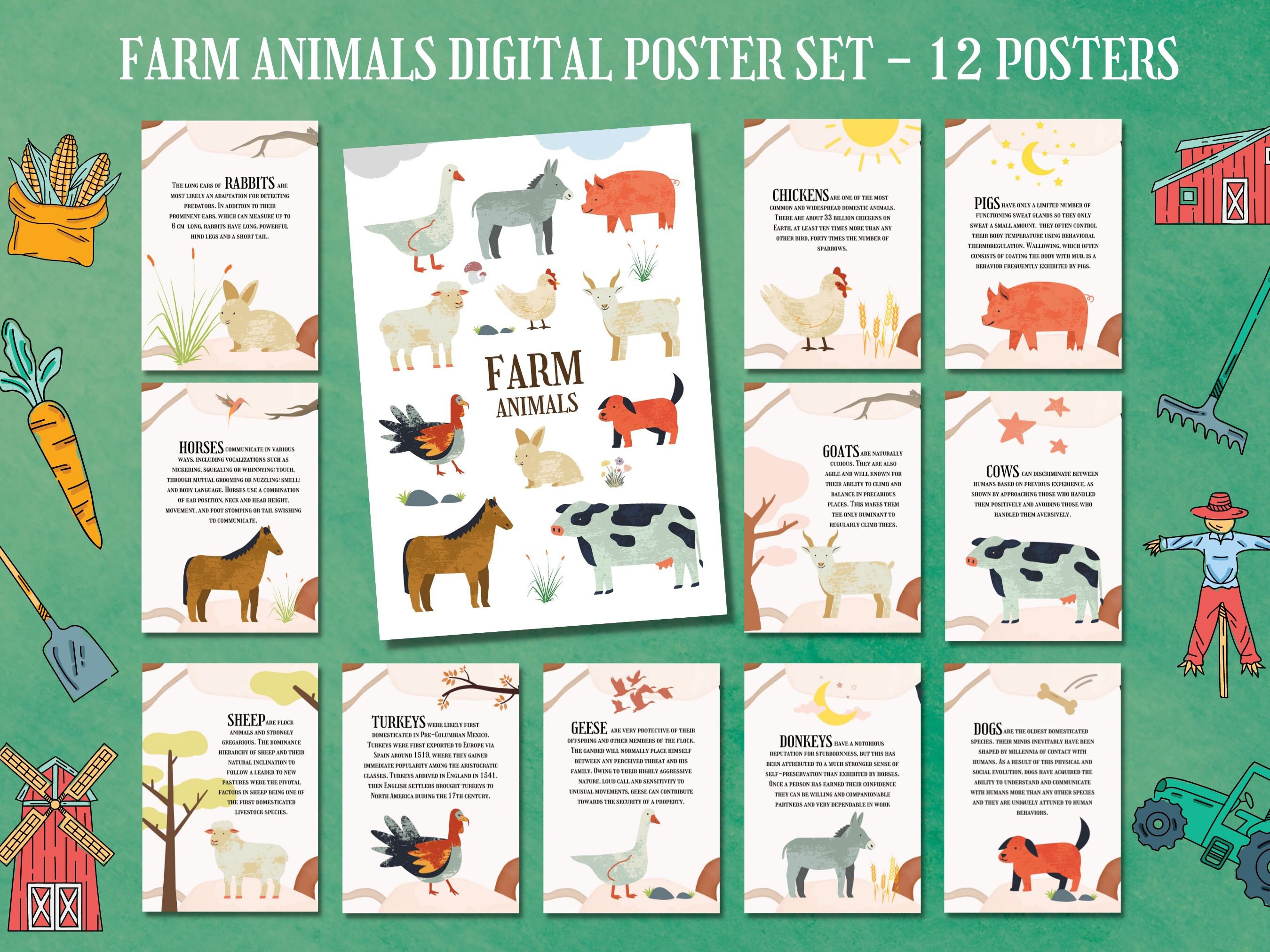 Farm Animals Poster - Etsy Farm Animals Poster - Etsy