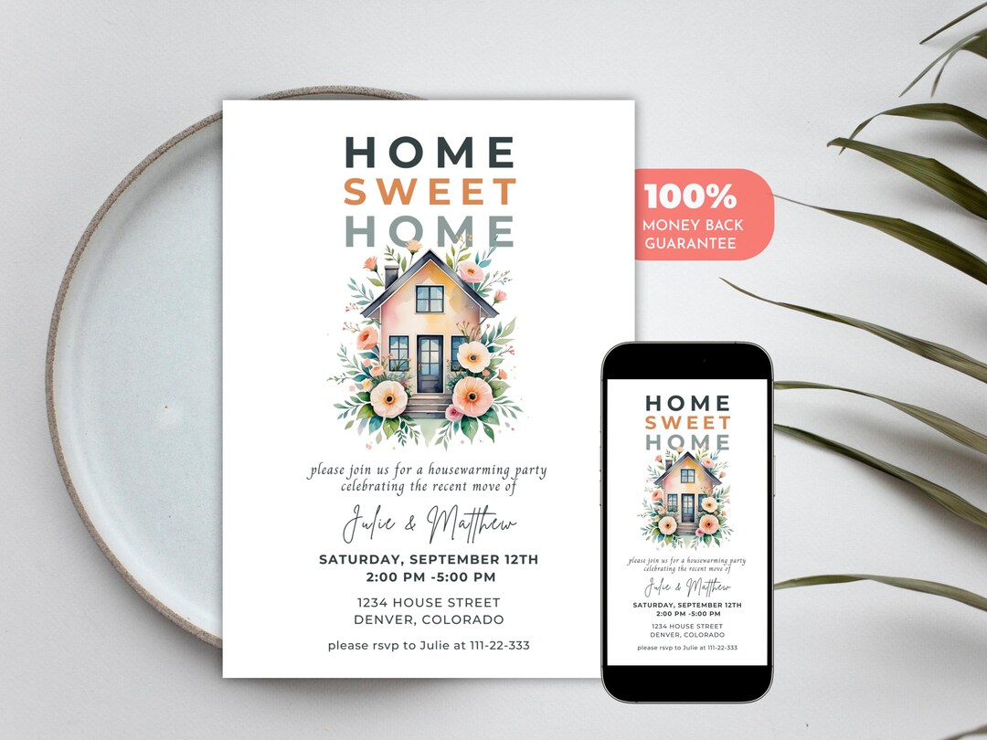 Housewarming Invitation, Editable Digital Template - Etsy
