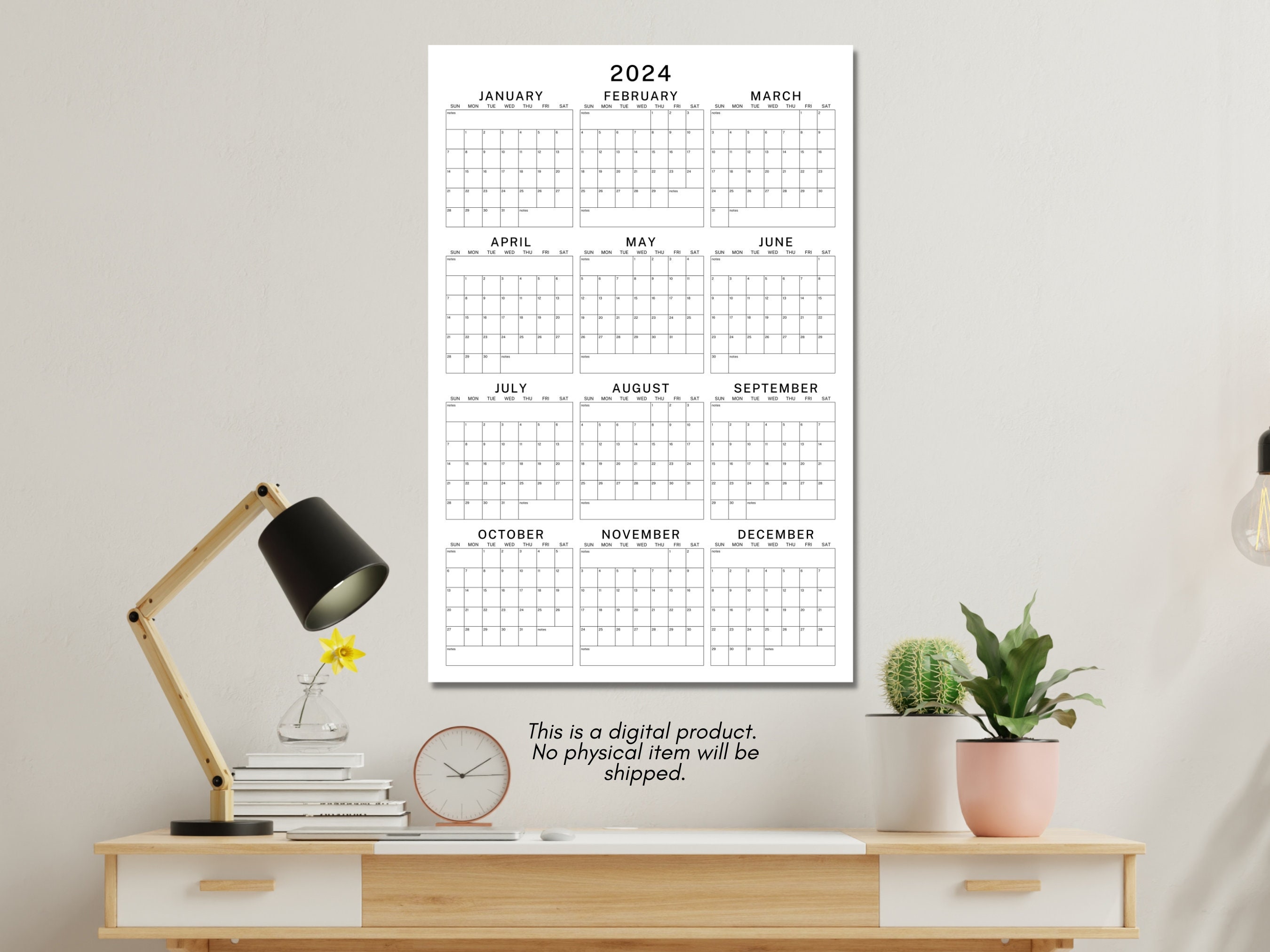 Large 2024 Wall Calendar, Year at a Glance 2024 Calendar, Giant 2024 ...