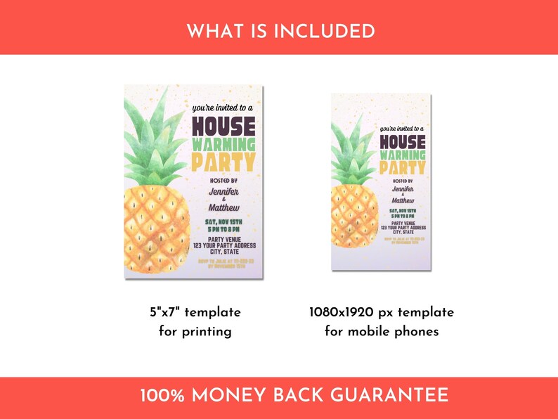 Pineapple Housewarming Party Invitation Editable Printable Etsy