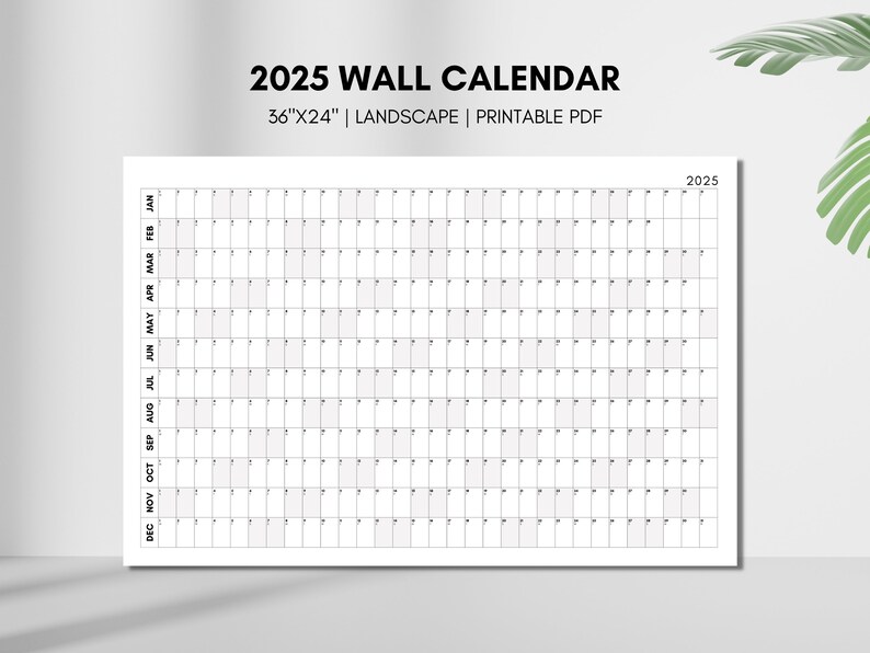 Large 2025 Calendar, Year at a Glance 2025 Calendar, Simple Minimalist ...