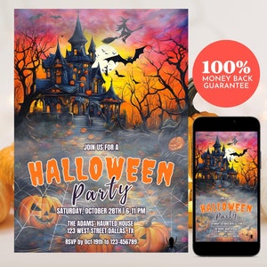 Halloween Party Invitation, Halloween Invitation, Editable Digital Halloween Invitation Template, Costume Party Invite | Print or Text
