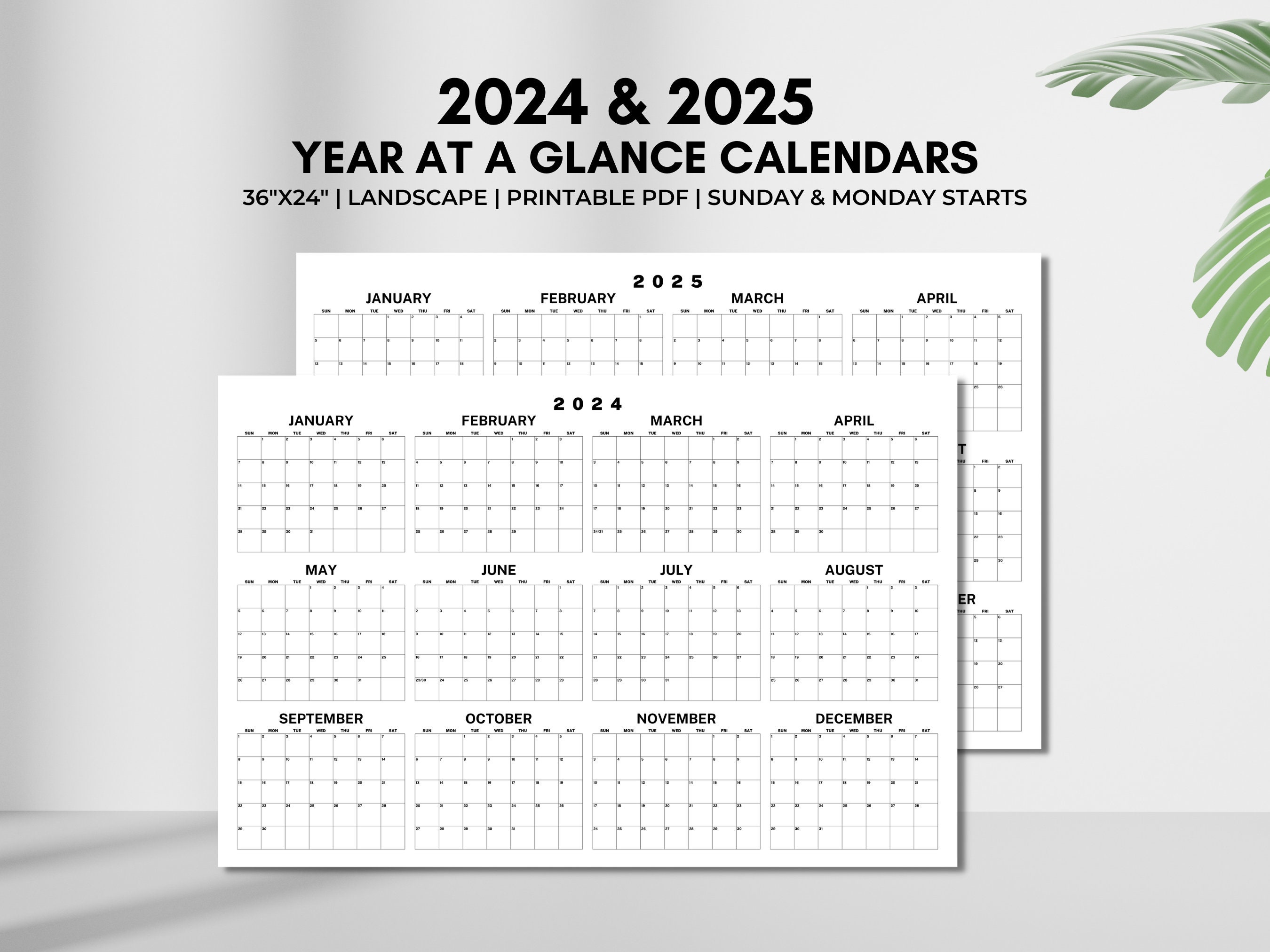 2024 & 2025 Year at a Glance Calendars Bundle, 2024 Calendar, 2025