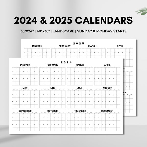Free Printable 2024 Calendar Yearly Free Etsy