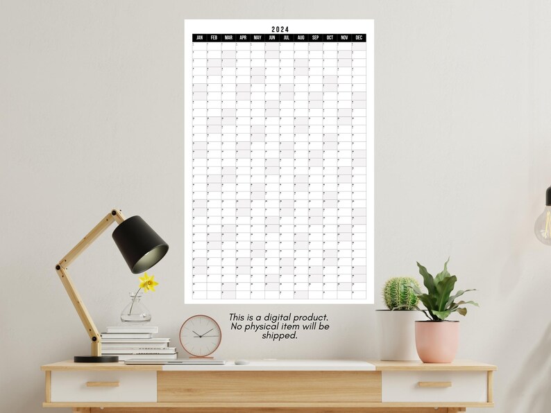 Large 2024 Calendar, Year at a Glance 2024 Calendar, Simple Minimalist
