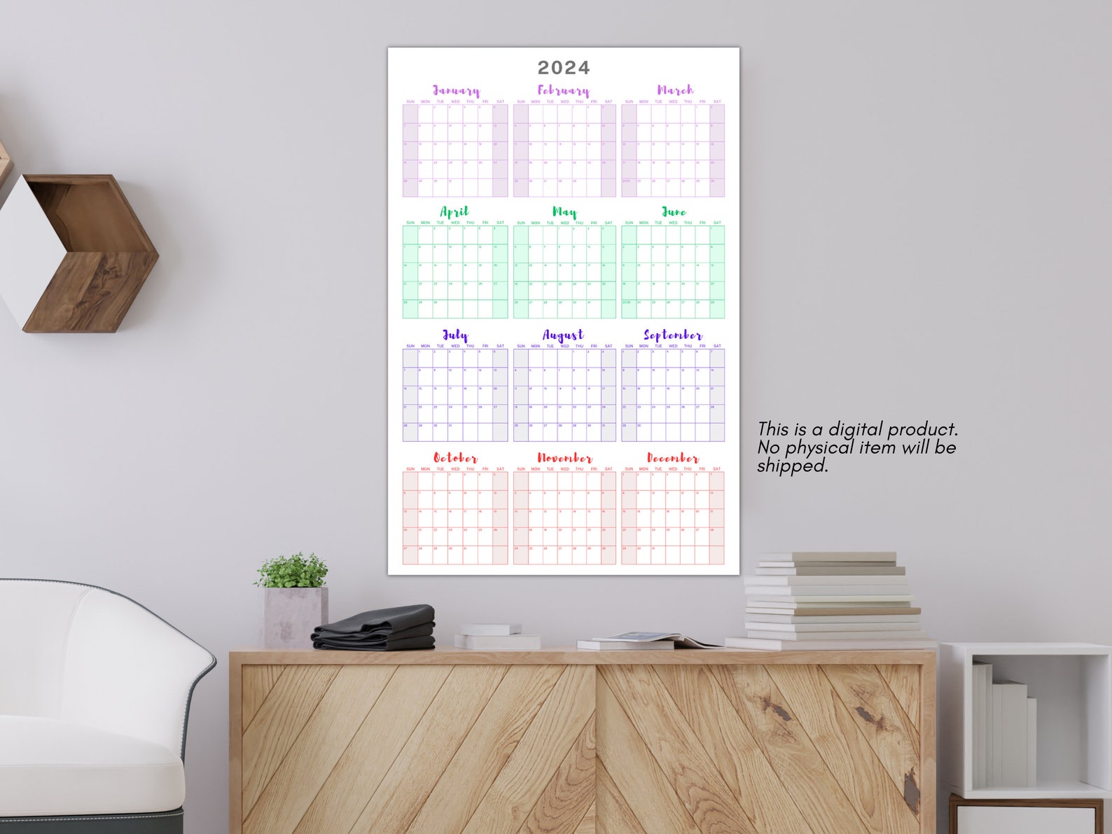 Large 2024 Wall Calendar, Year at a Glance 2024 Calendar, Vertical 2024