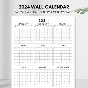 Large 2024 Wall Calendar, Year at a Glance 2024 Calendar, Giant 2024 ...