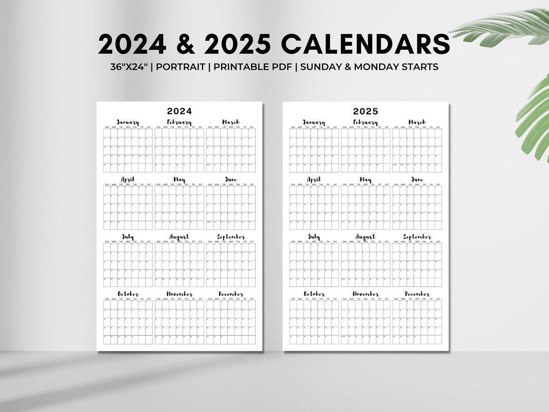 2024 & 2025 Year at a Glance Calendars Bundle, 2024 Calendar, 2025