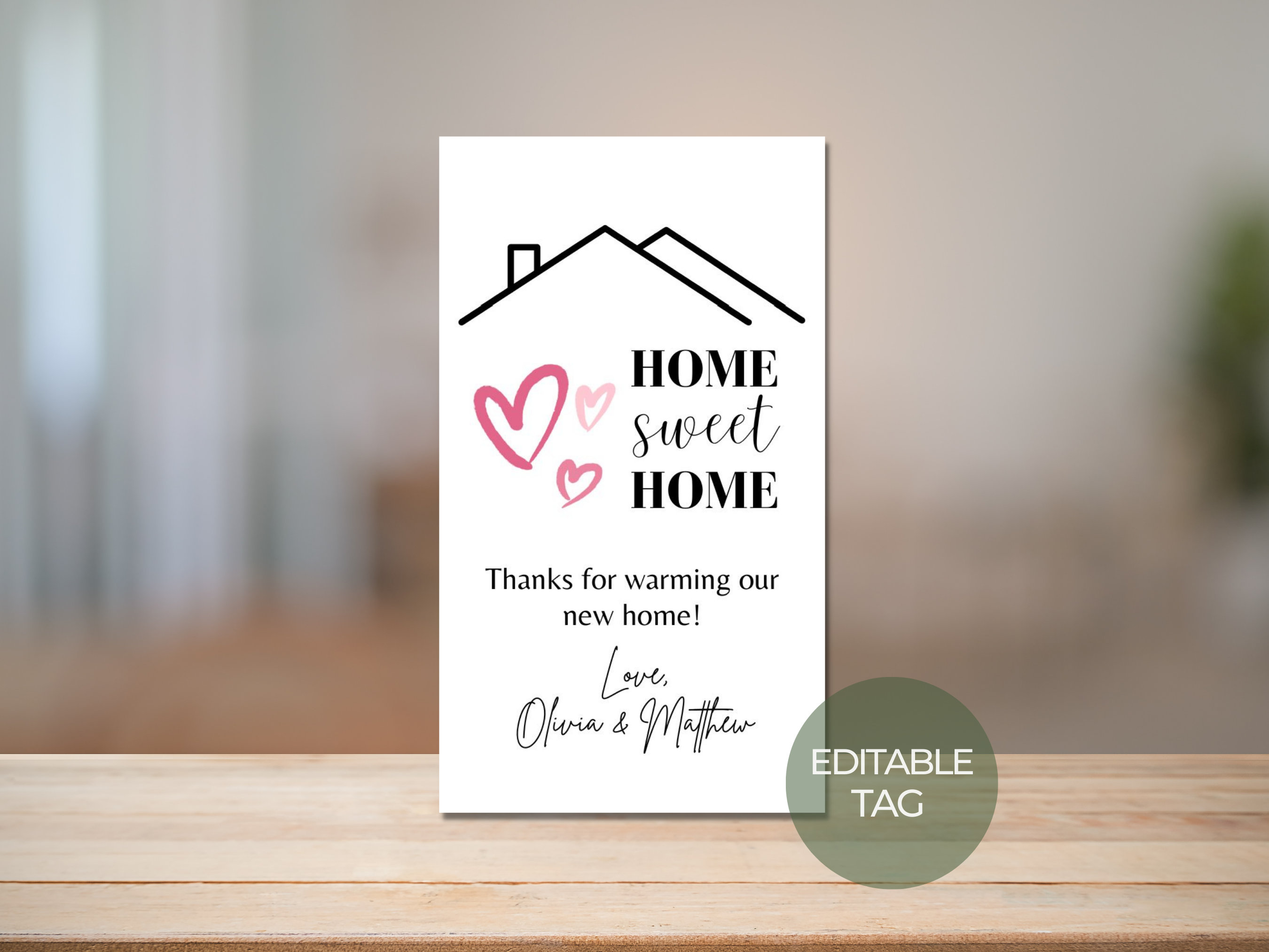 Editable Housewarming Party Thank You Tag Home Sweet Home Printable ...