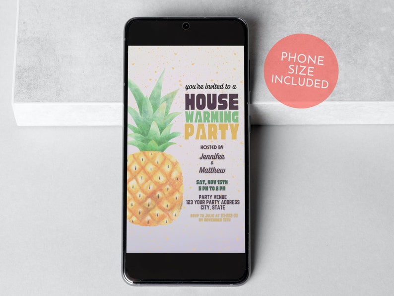 Pineapple Housewarming Invitation, Editable Printable Digital House