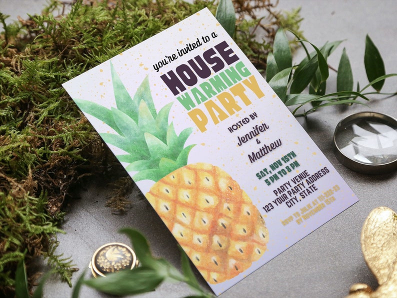 Pineapple Housewarming Party Invitation Editable Printable Etsy