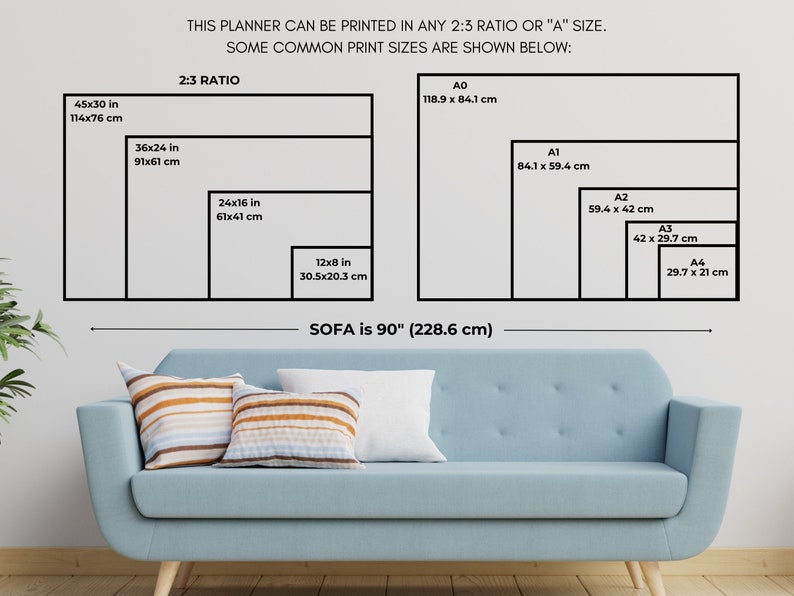 Blank Yearly Calendar, Printable Perpetual Calendar, Large Single Page Undated Year at a Glance ...
