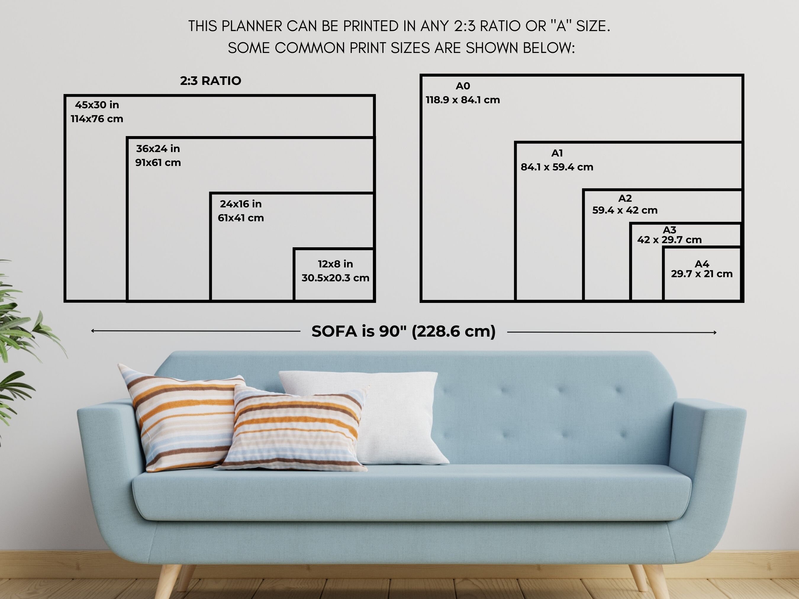 Blank Yearly Calendar, Printable Perpetual Calendar, Large Single Page ...
