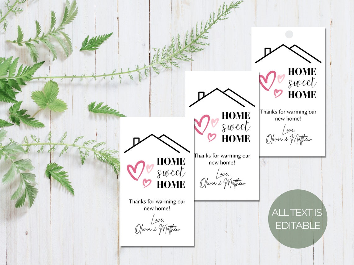 Editable Housewarming Party Thank You Tag Home Sweet Home Printable ...