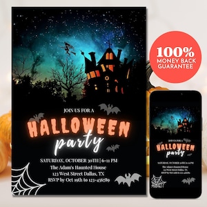 Halloween Party Invitation, Halloween Invitation, Editable Digital Invitation Template, Costume Party Invite | Edit, Download, Print or Text