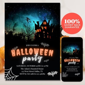 Halloween Party Invitation, Halloween Invitation, Editable Digital Invitation Template, Costume Party Invite | Edit, Download, Print or Text