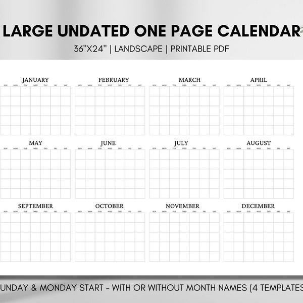 Yearly Calendar - Etsy