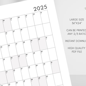 Large 2025 Calendar, Year at a Glance 2025 Calendar, Simple Minimalist ...