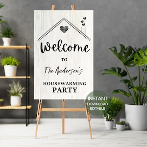 Editable Housewarming Welcome Sign: Wood Background (Digital Download)