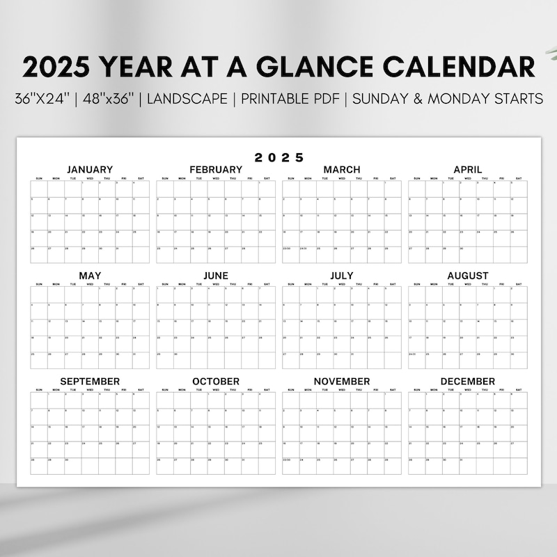 Horizontal 2025 calendar Etsy.de