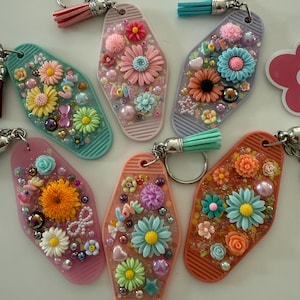 Personalized Retro Junk Floral Hotel Keychain - Handcrafted