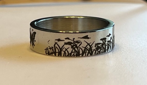Butterfly Engraved Ring butterfly Ring Etsy