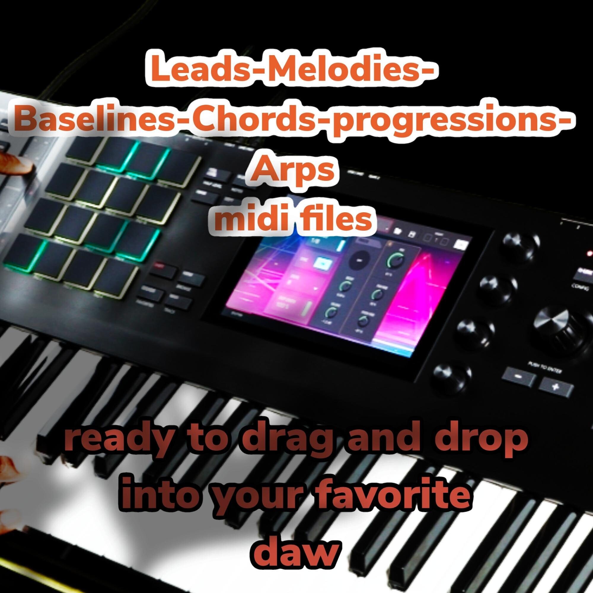 Midi Leads Melodies Basslineschordsprogressions and Arps Etsy