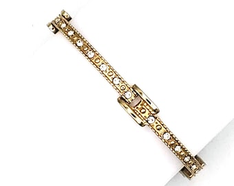 Formal Rhinestone Bracelet Vintage Gold Tone Elegant Rhinestone Bracelet Fashion Statement Bracelet