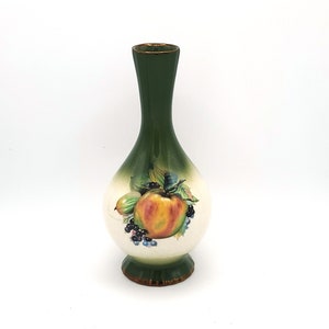 Mayfayre Staffordshire Pottery Vase Fruit Motif 7in