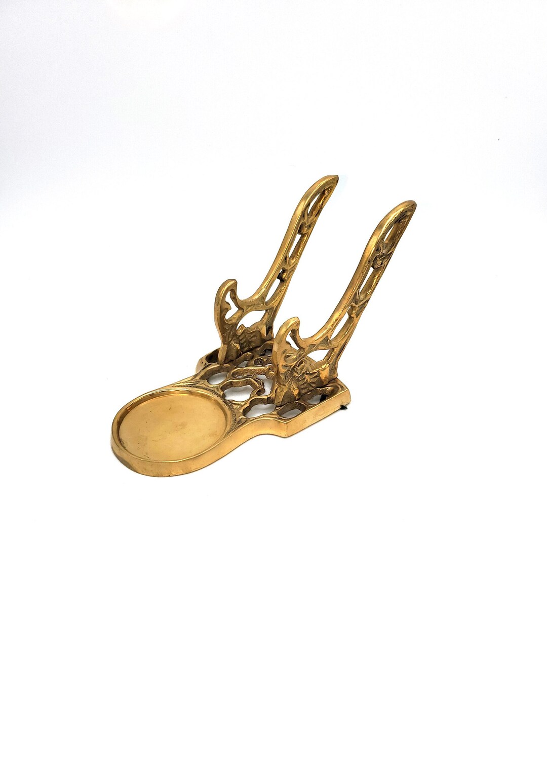 Brass Cup Saucer Display Easel Vintage Solid Brass Demitasse Cup and