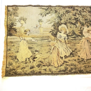 56in Vintage French Tapestry Vintage Tapestry France Young Ladies In Garden