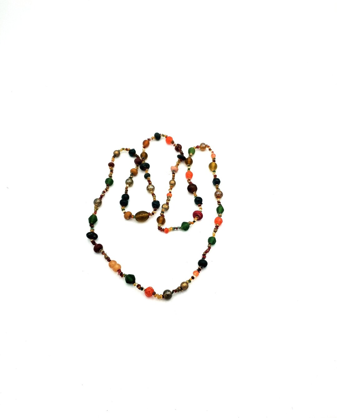 Vintage Multi Color Small Art Glass Bead Necklace Strand Etsy