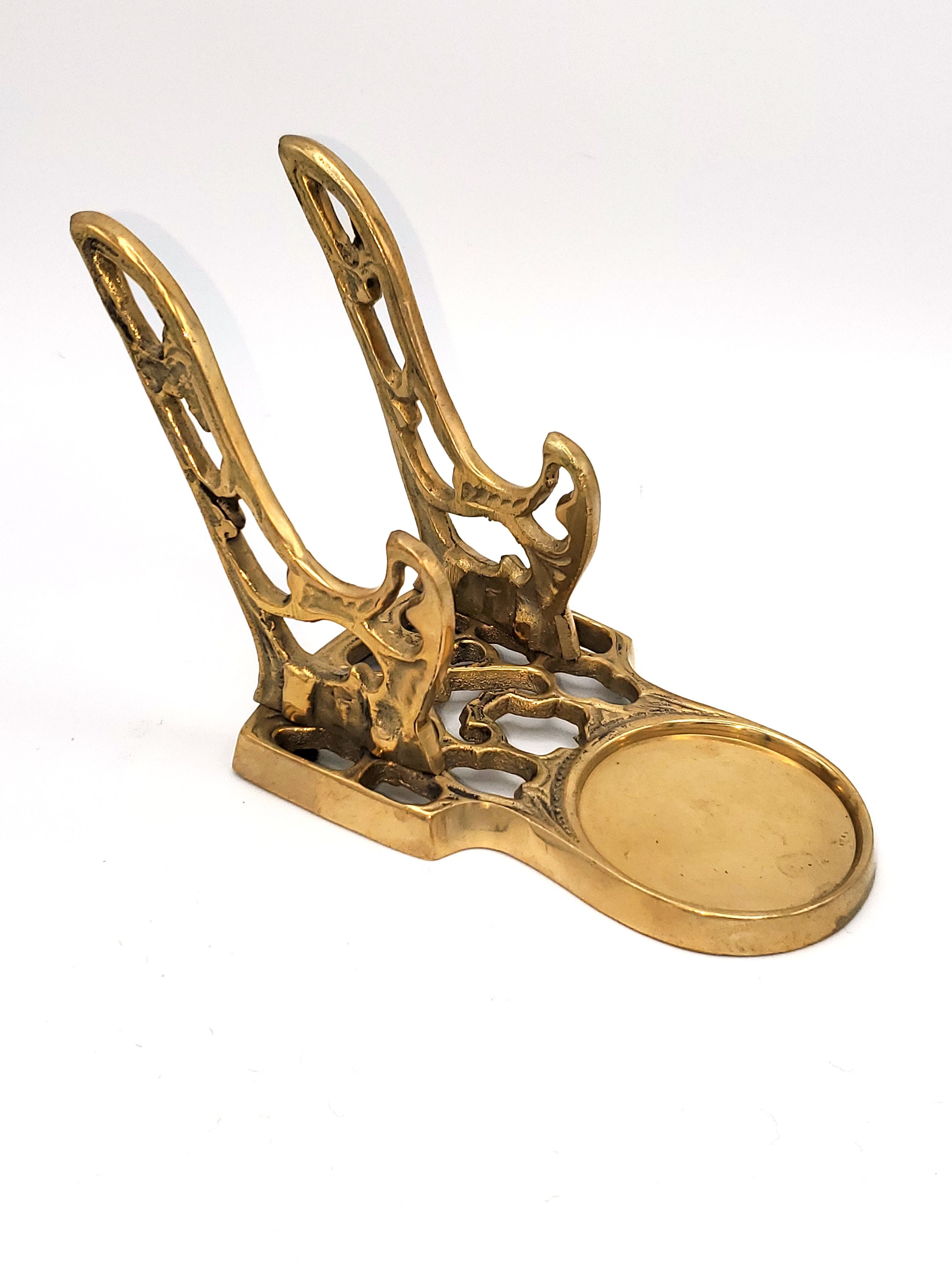 Brass Cup Saucer Display Easel Vintage Solid Brass Demitasse Cup and