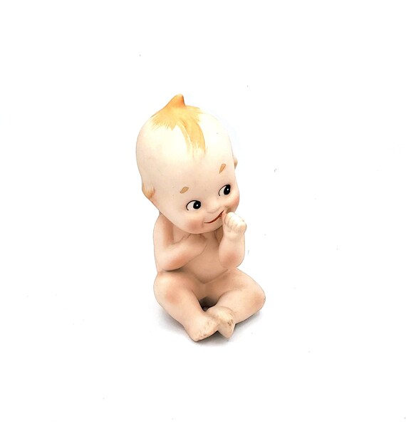 Vintage Lefton Kewpie KW228 Bisque Blue Wing Doll Baby Figurine Sucking Thumb EUC Etsy
