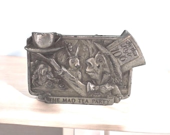 1974 Charming Silver Alice in Wonderland Belt Buckle VINTAGE 1974 Alice In Wonderland Bergamot Brass Belt Buckle  main image 3