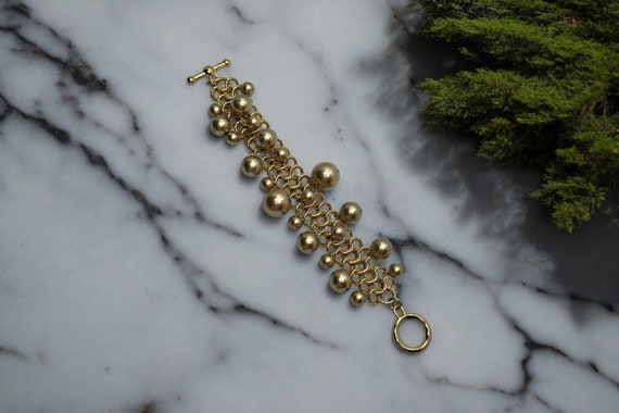 Kenneth Jay Lane Gold Tone Cha Cha Bracelet 13th … - image 1