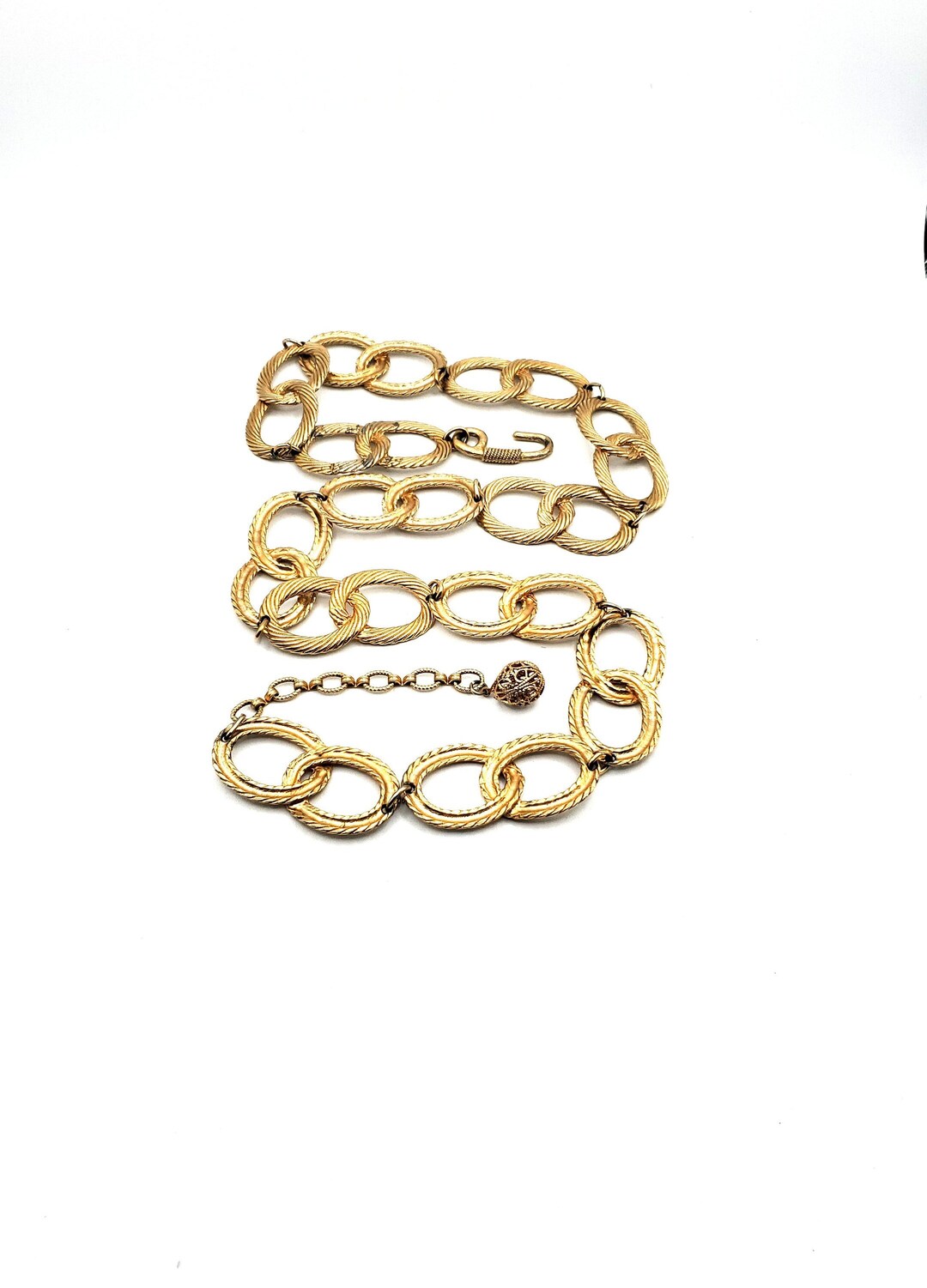 80s Double Link Chain Belt Vintage Gold Tone Womens Chain Belt VTG