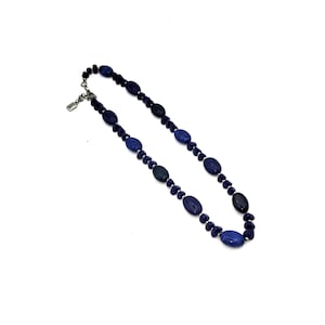 CHAPS Blue Lapis Stone Necklace Vintage Chaps Jewelry Retro Necklace Casual Jeans Fashion Jewelry