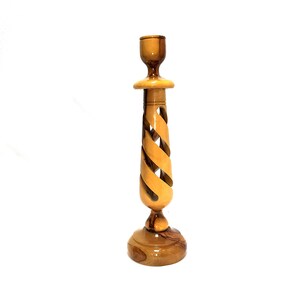 Bethlehem Olive Wood Hand Made Candle Stick 10&quot;