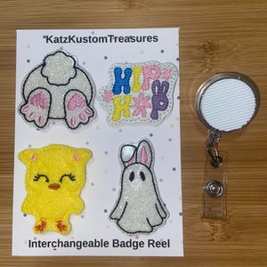 Verwisselbare badgehaspel met paasverpleegster - haspel konijntje - badgehaspel spook