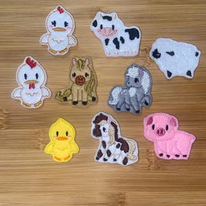 農場の動物フェルトパック - *9 個パック* フェルト農場の動物 - 納屋の庭の刺繍パッチ - 動物の弓フェルト。