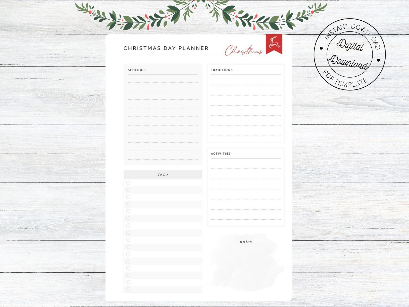 Christmas planner printable holiday planner gift budget etsy