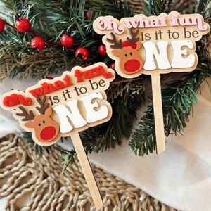 Oh What Fun Is It To Be OneCake Topper, Christmas Birthday Party, Red & Pink Girl Christmas Birthday, Christmas First Birthday Party Decor