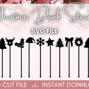 Christmas Drink Stirrers SVG, Stir Sticks Svg, Weihnachten Svg, Weihnachten Laser Cut Datei, Weihnachten Swizzle Sticks Svg
