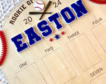 Rookie of the Year Photo Board, Baseball First Birthday, 12 Month Picture Board, Sports Milestone Board, Boy First Birthday Decor