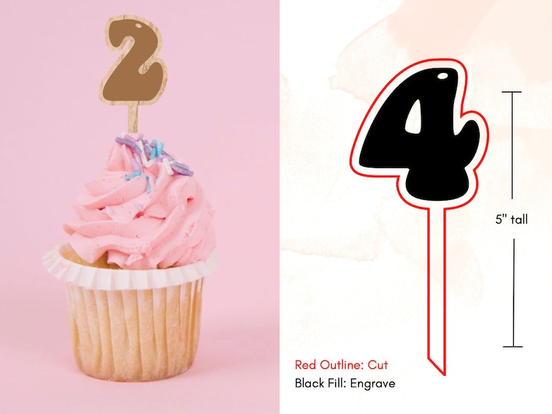 Cupcake Topper SVG Retro Cupcake Topper Birthday Cupcake Etsy